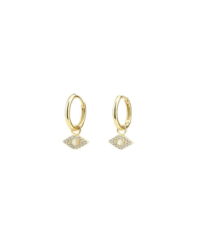 Evil Eye Opal + CZ Huggies | 12mm sold by Blue Ruby