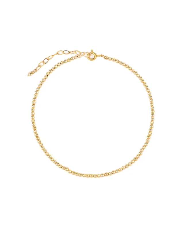 2.5mm Beaded Anklet sold by Blue Ruby