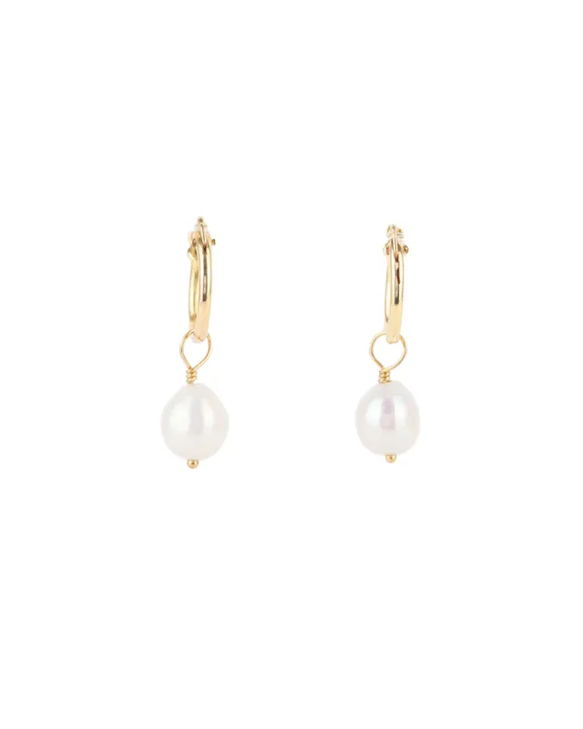 Baroque Pearl Drop Huggies sold by Blue Ruby