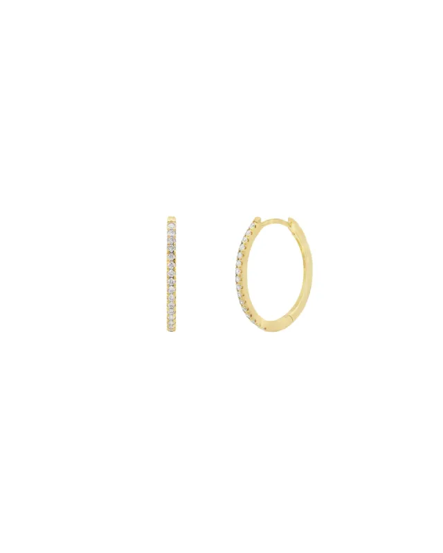 Oval Pavé Huggies | 16mm sold by Blue Ruby