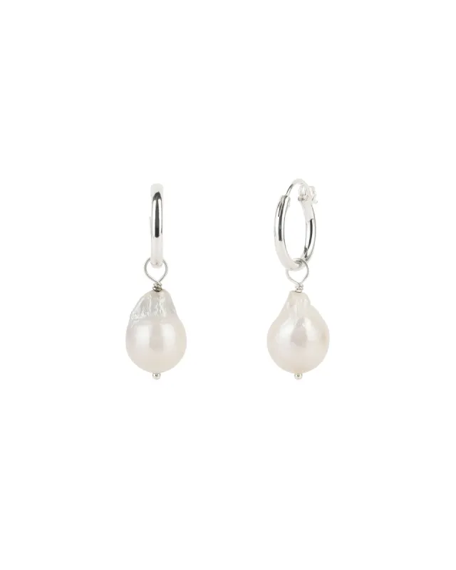 Large Pearl Drop Hoops sold by Blue Ruby