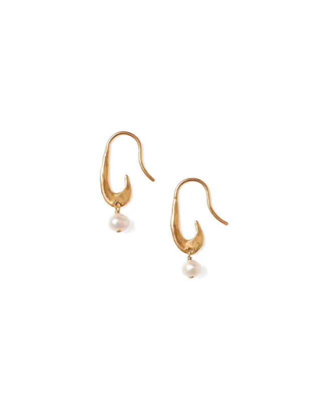 Gala Mini Pearl Crescent Earrings sold by Blue Ruby