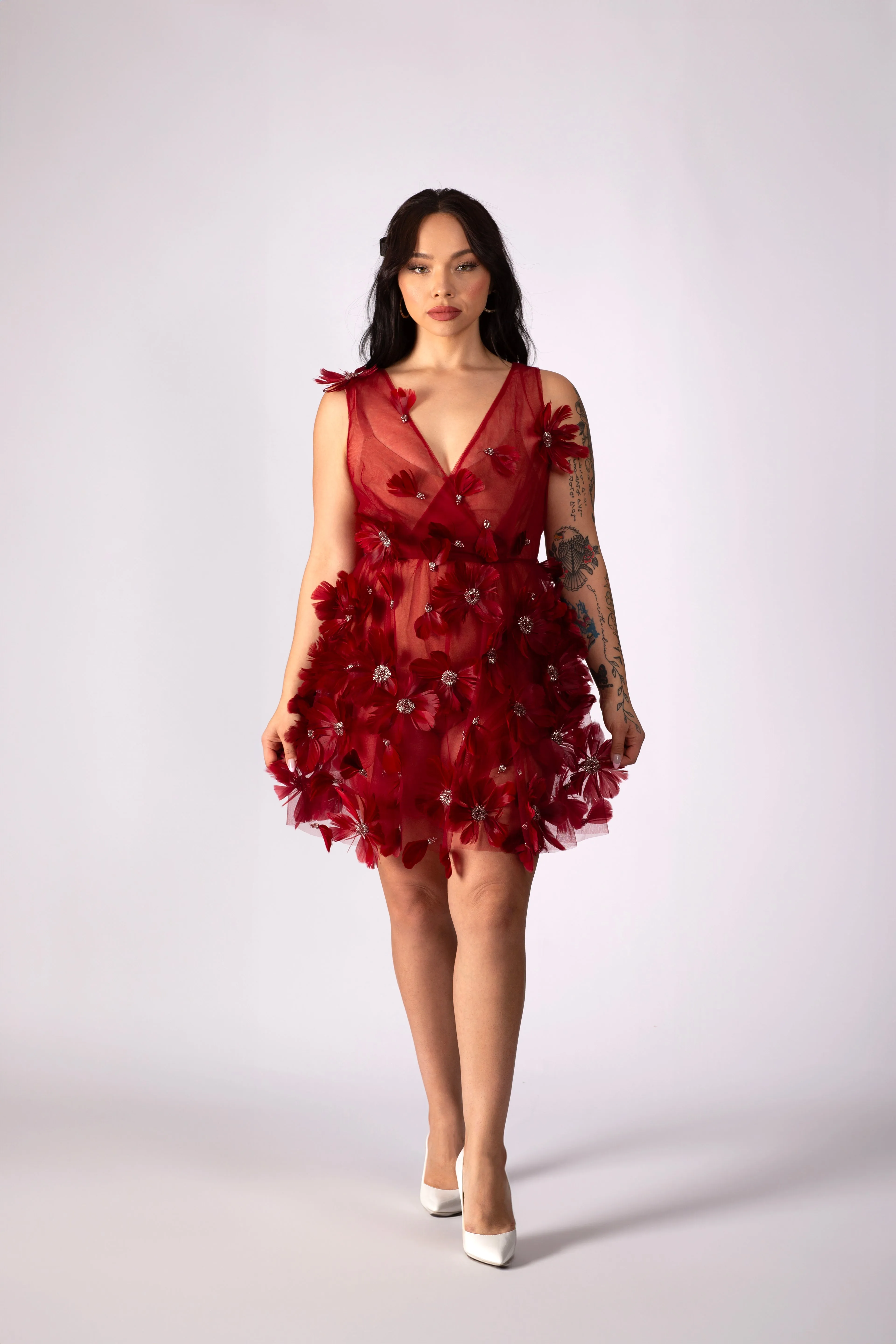 Feather Floral Mini Dress (Pre-sale) sold by Lesley Hampton