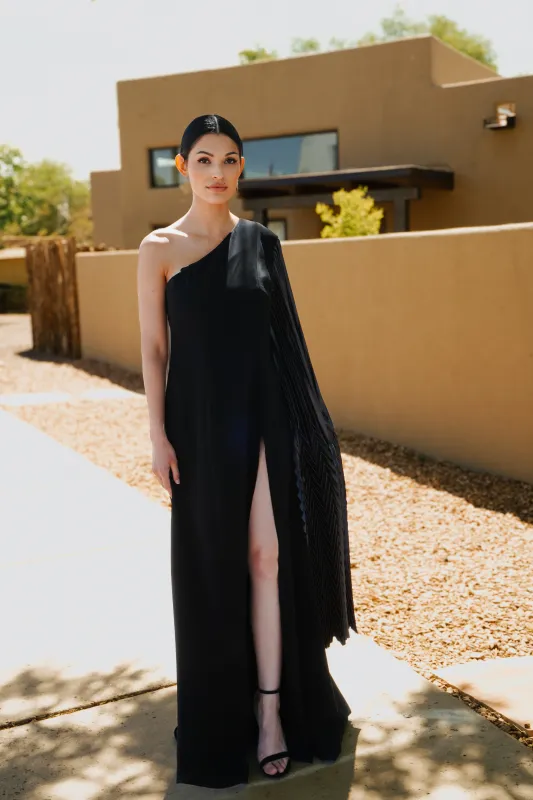 Asymmetric Cape Sleeve Gown sold by Lesley Hampton