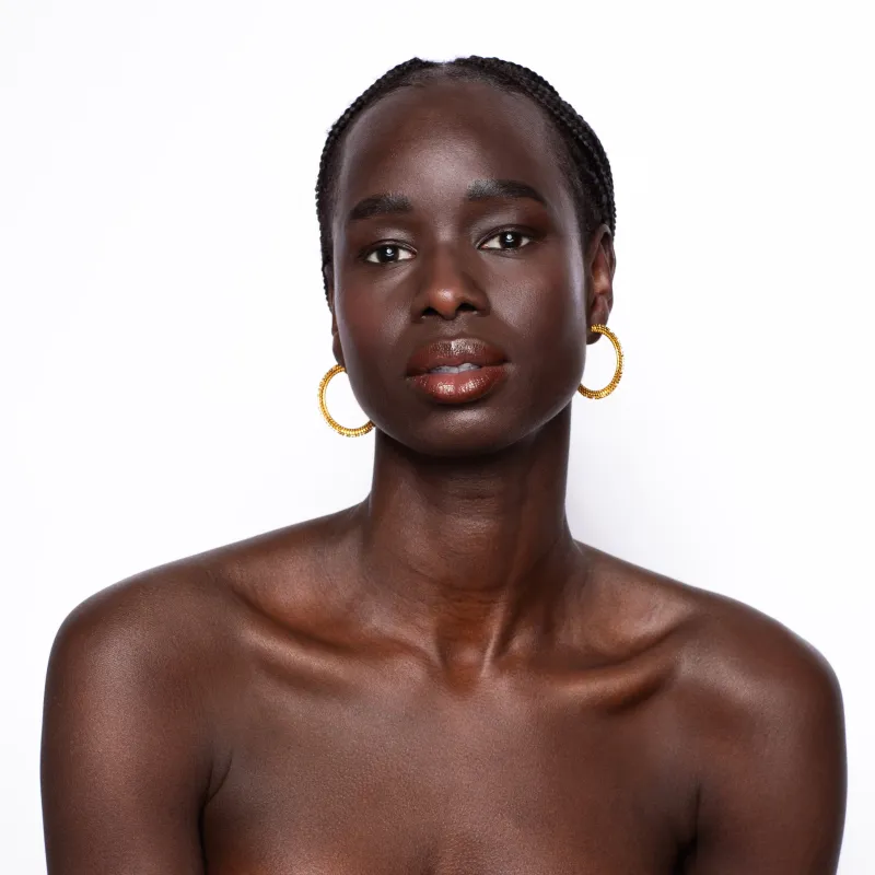 Medium Beaded Hoop Earrings sold by Lesley Hampton