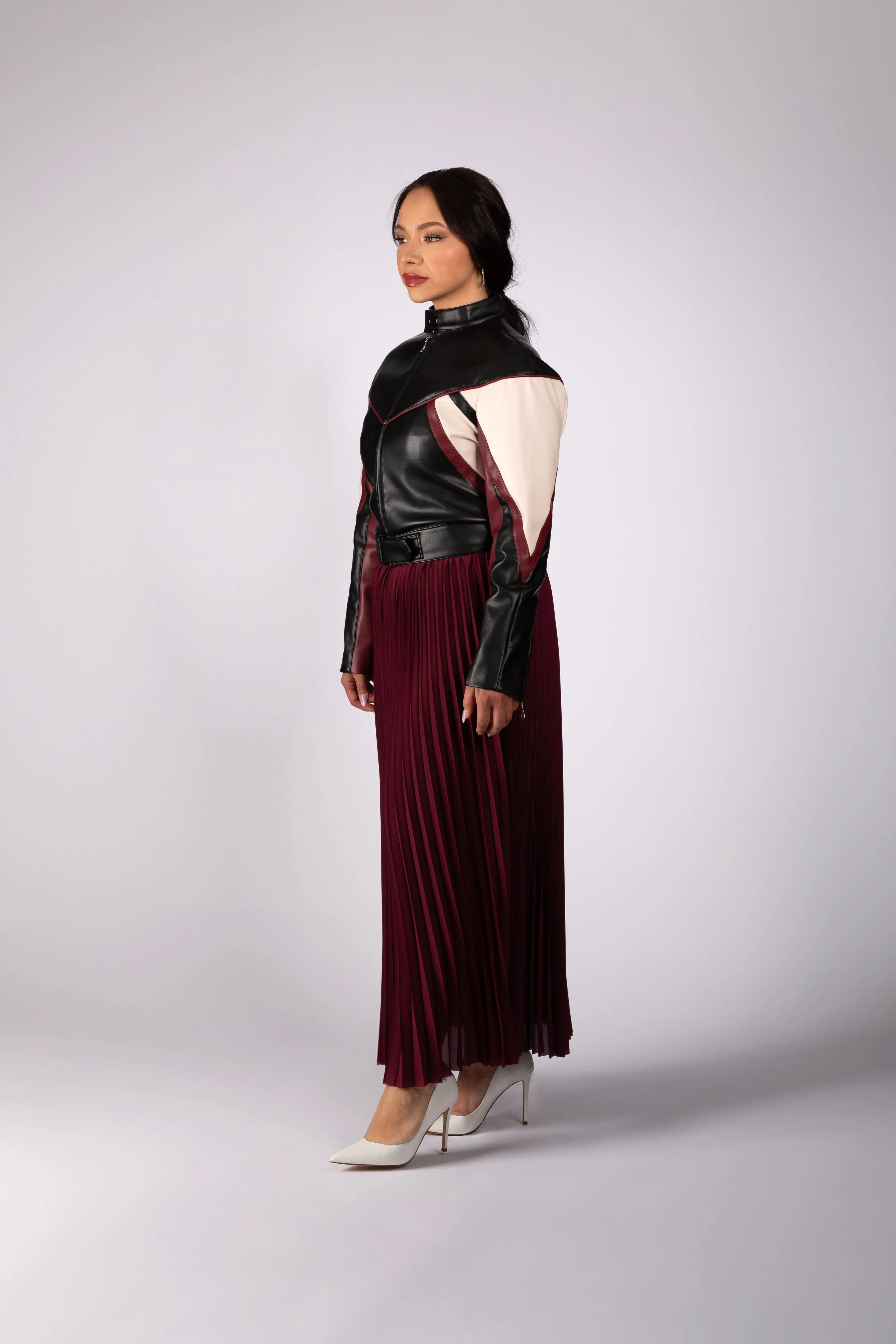 Burgundy Pleated Maxi Skirt (Pre-Sale) sold by Lesley Hampton product image thumbnail 2