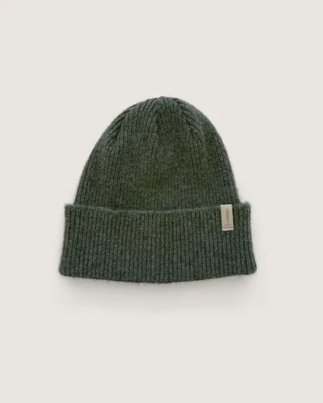 The Ribbed Merino/Cashmere Tree Toque - Green sold by Ecologyst
