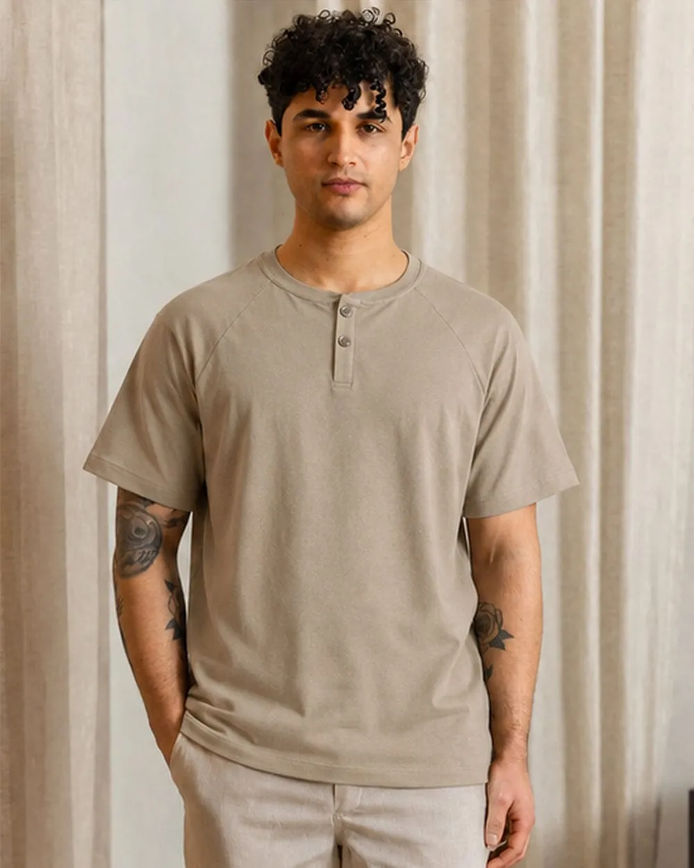 The Mens Organic Cotton Henley Tee sold by Ecologyst product image thumbnail 2