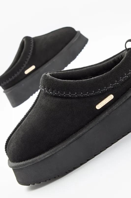 Canon Beck Genuine Suede Mules - Black sold by B Couture