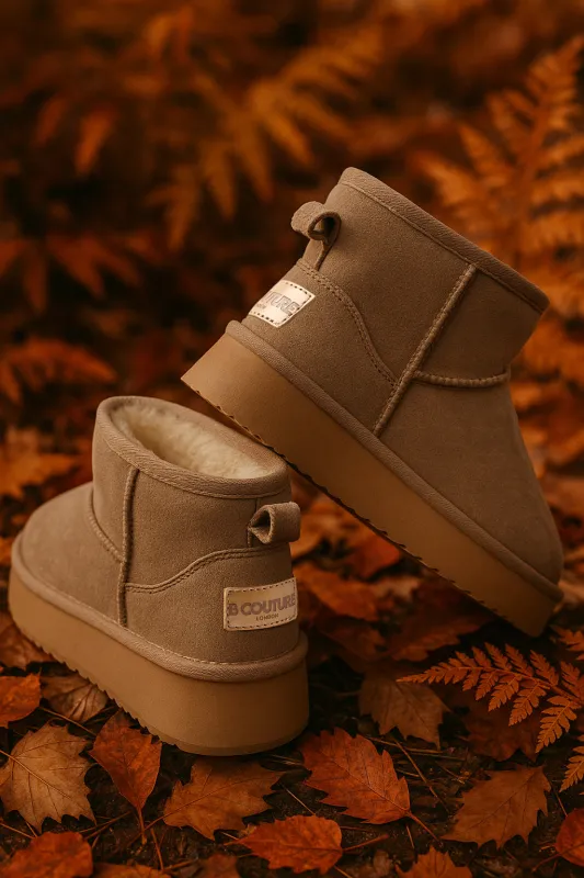 Amwell Genuine Suede Mini Boots - Chestnut made by B Couture