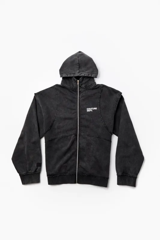 Heavy Weight Oversized Couture Department Zip Through Hoodie - Charcoal sold by B Couture