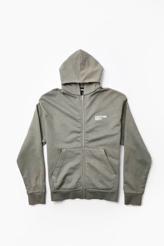 Heavy Weight Oversized Couture Department Zip Through Hoodie - Green sold by B Couture