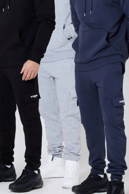Campbell 3-Pack Cargo Fleece Joggers - Black/Navy/Grey sold by B Couture