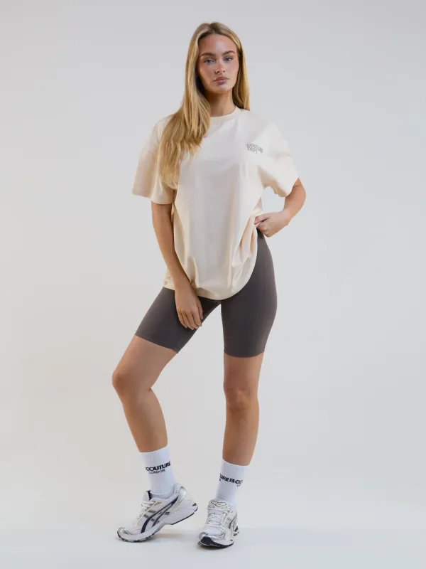 Shadow Cycling Shorts & T-Shirt Set - Oatmeal/Mocha made by B Couture