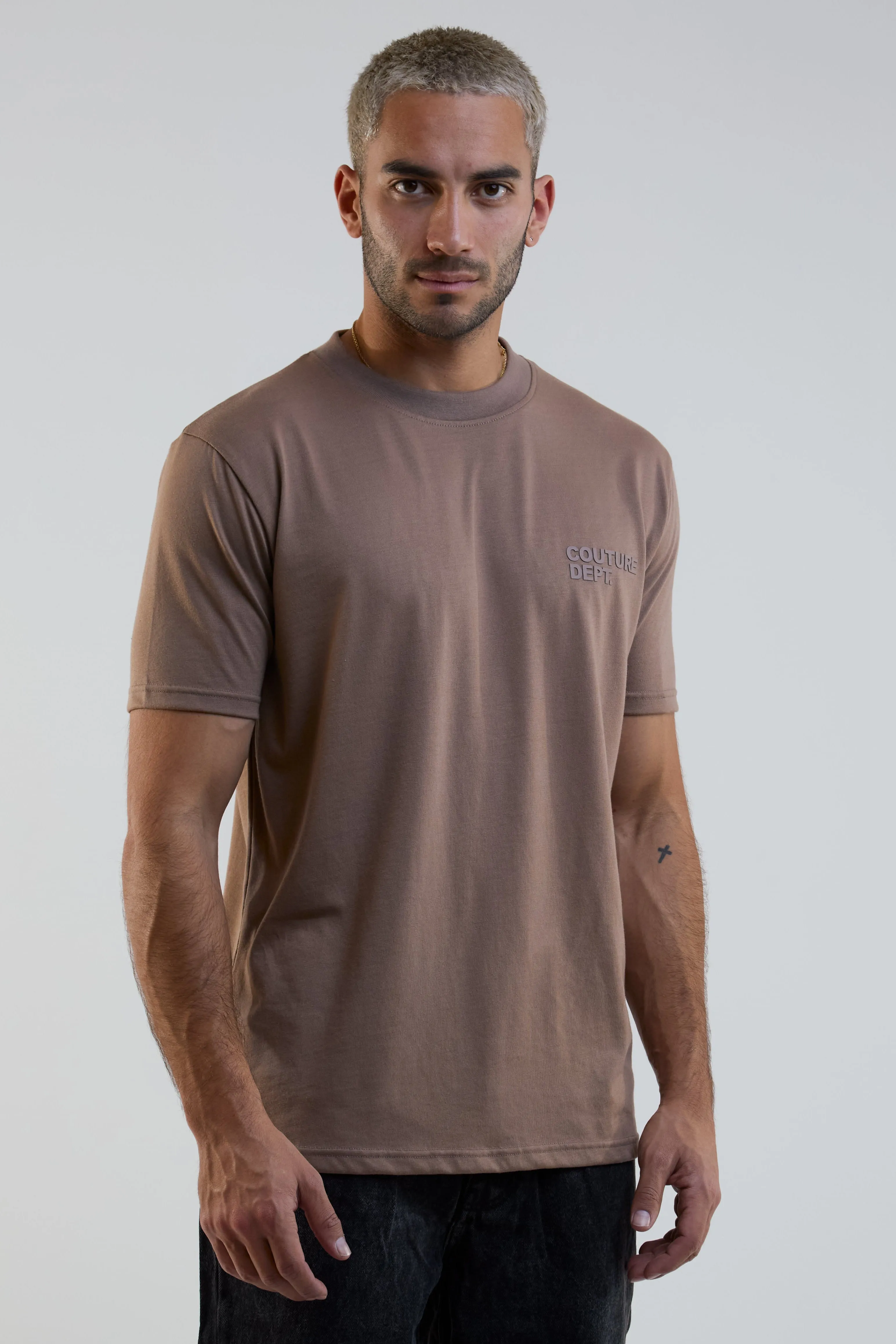 Redbridge Regular Fit Cotton T-Shirt - Brown sold by B Couture