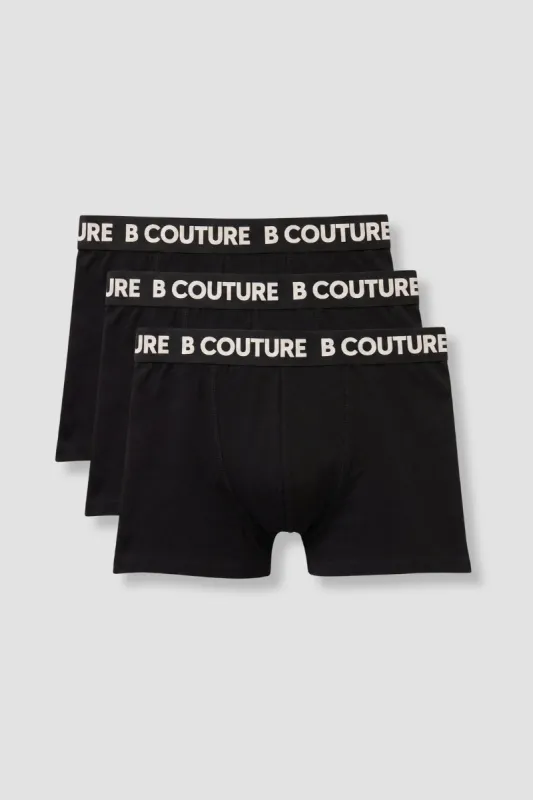 3-Pack Stretch Cotton Boxers - Black made by B Couture