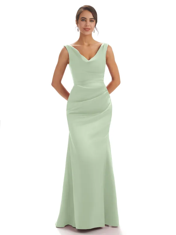Sexy Simple V-neck Mermaid Soft Satin Long Evening Formal Dress For Women sold by ChicSew