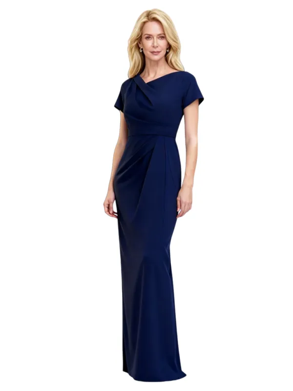 Trendy Asymmetrical Short Sleeves Mermaid Crepe Mother of the Brides Dresses sold by ChicSew