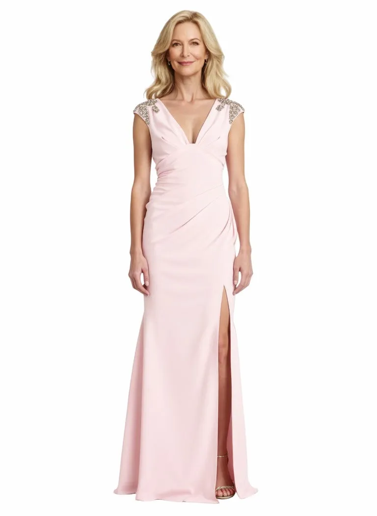 Trendy Cap Sleeves V-Neck Satin Mermaid Long Mother of the Brides Dresses sold by ChicSew