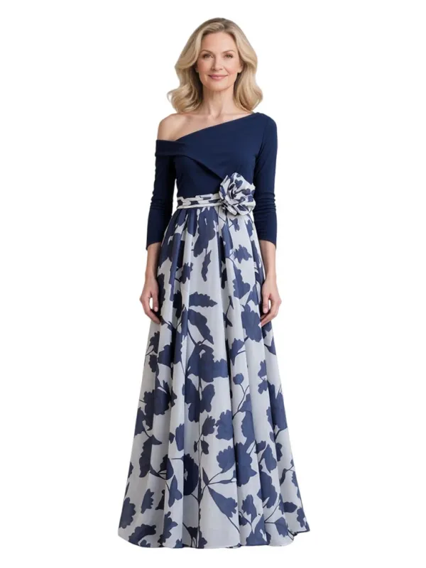 Elegant Jersey Asymmetrical Floral Chiffon Floor-Length Mother of The Bride Dresses sold by ChicSew