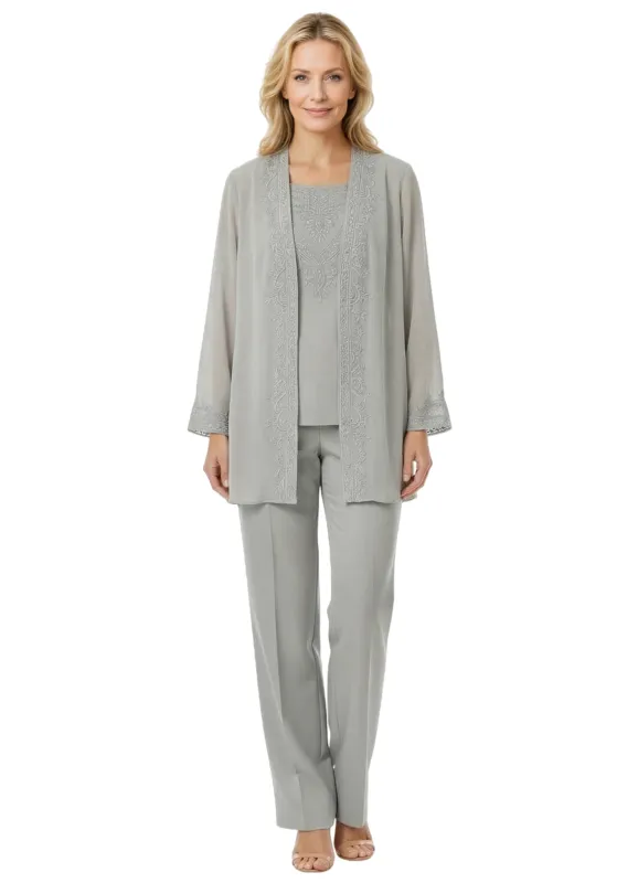 Elegant Chiffon Square Sleeveless Jumpsuit For Mother of The Bride With Jacket sold by ChicSew