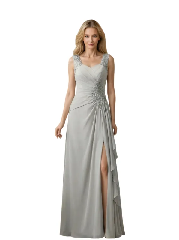 Trendy Chiffon Ruffle A-Line Long Mother of The Bride and Groom Dresses sold by ChicSew