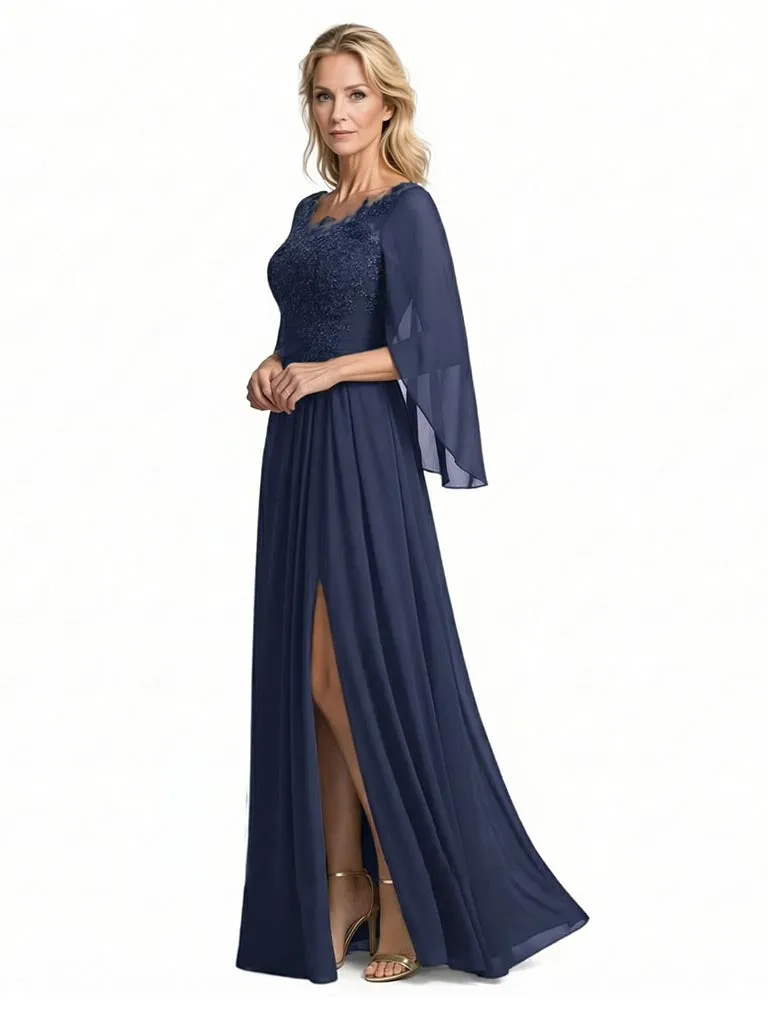 Elegant Unique Lace Chiffon A-Line Mother Of The Bride Dresses Side Slit sold by ChicSew product image thumbnail 2