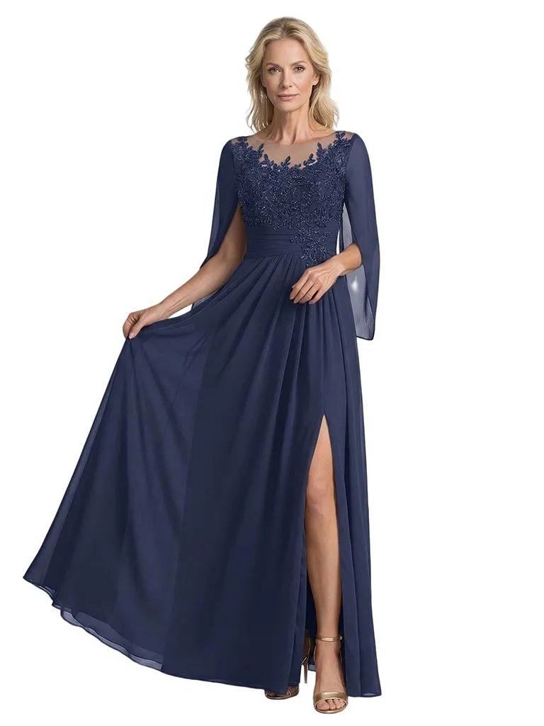 Elegant Unique Lace Chiffon A-Line Mother Of The Bride Dresses Side Slit sold by ChicSew product image thumbnail 4