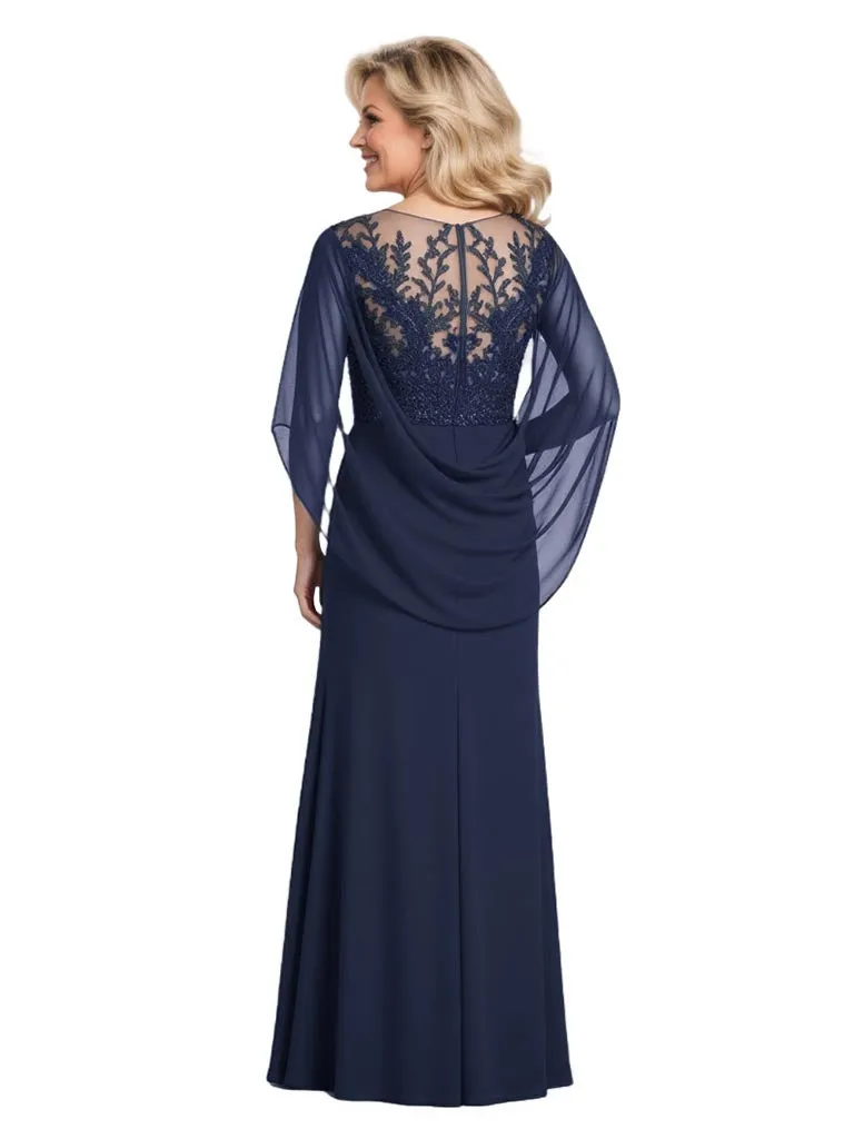 Elegant Unique Lace Chiffon A-Line Mother Of The Bride Dresses Side Slit sold by ChicSew product image thumbnail 3