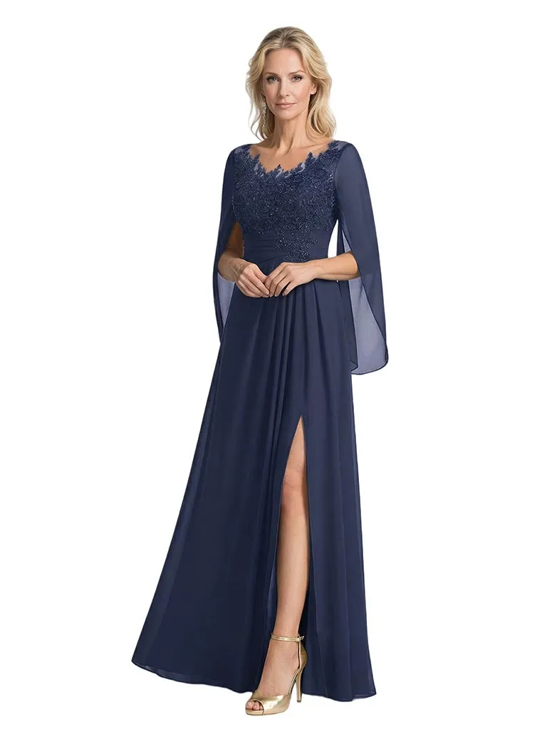 Elegant Unique Lace Chiffon A-Line Mother Of The Bride Dresses Side Slit sold by ChicSew product image thumbnail 5