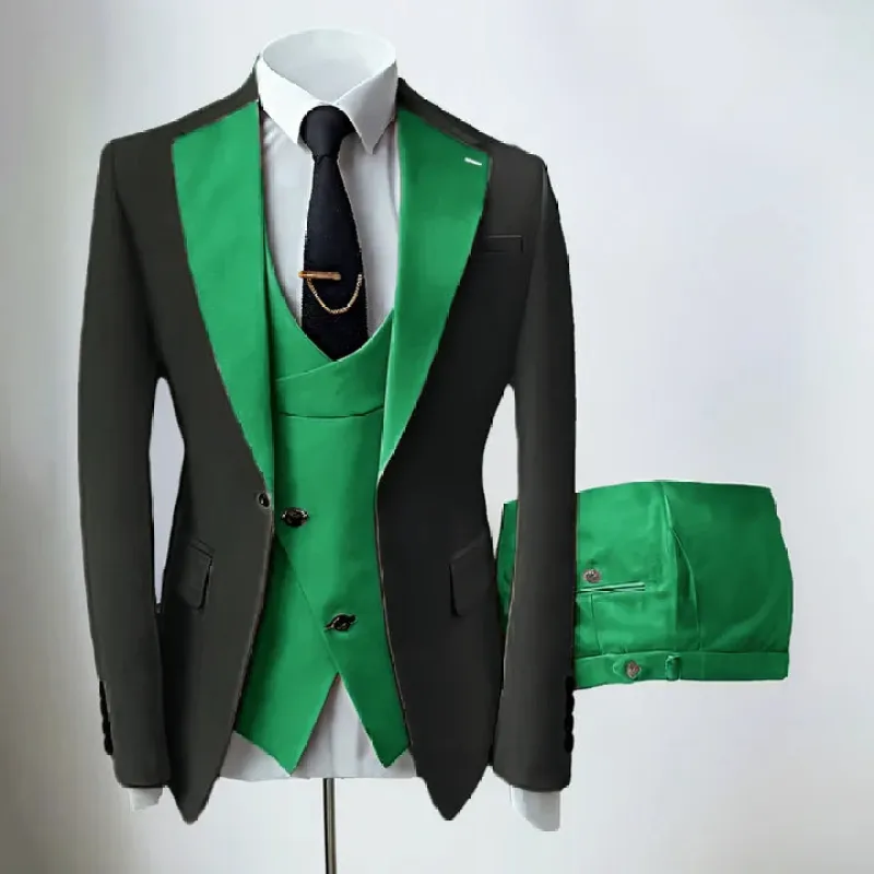 Green Mens' formal Suits Slim Fit Notch Lapel suit 3 Pieces Suit CN494 sold by ChicSew