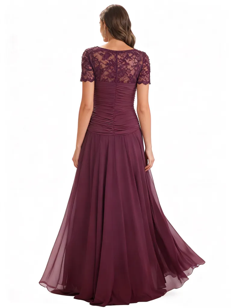 Elegant Chiffon A-Line Short Sleeves Floor Length Mother Of The Bride Dresses sold by ChicSew product image thumbnail 2