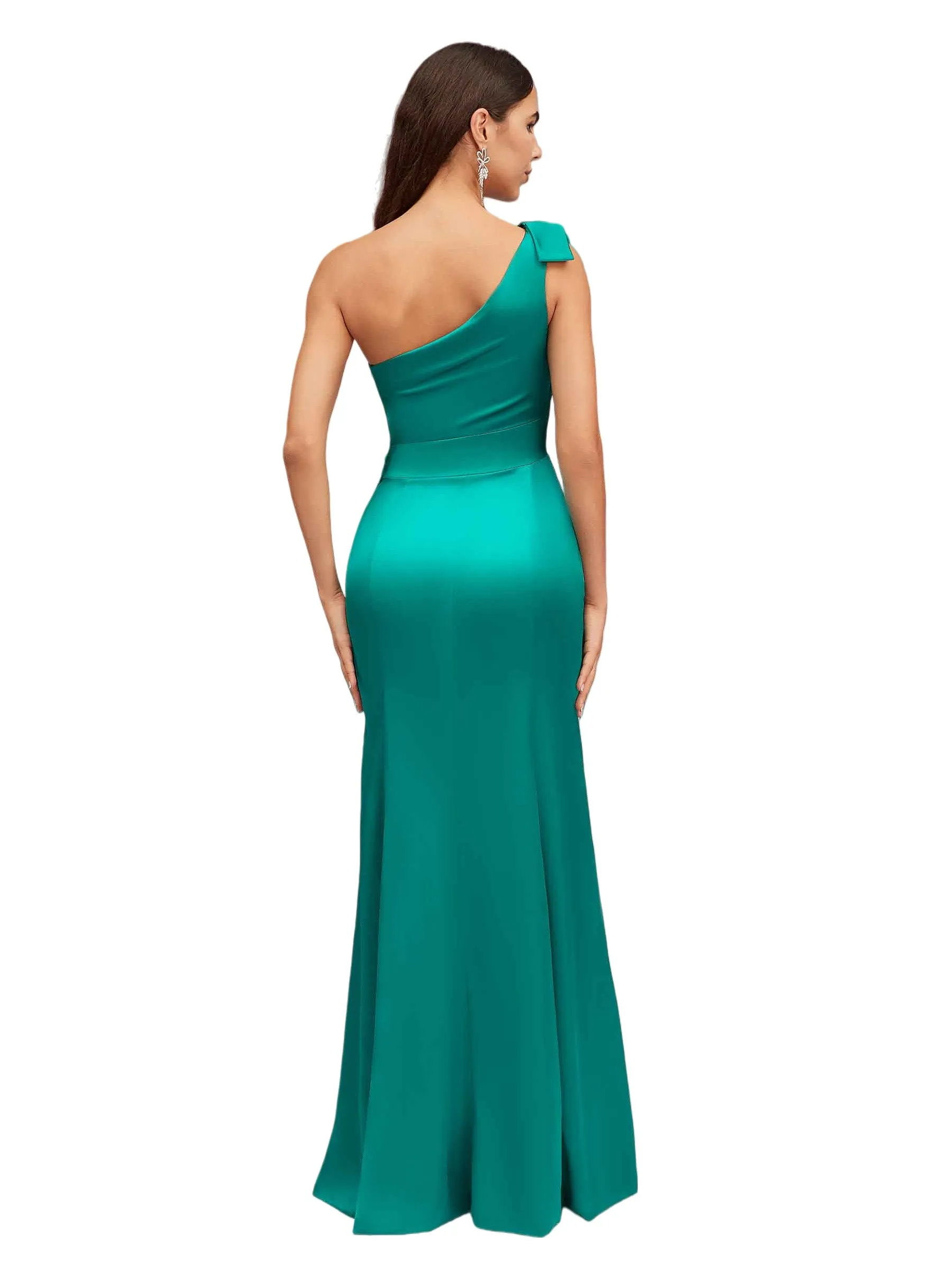Sexy One Shoulder Mermaid Soft Satin Beauty Long Bridesmaid Dresses sold by ChicSew product image thumbnail 3