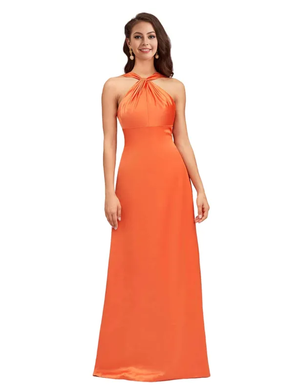 Sexy A-Line Spaghetti Straps Soft Satin Floor-Length Beauty Bridesmaid Dresses Online sold by ChicSew