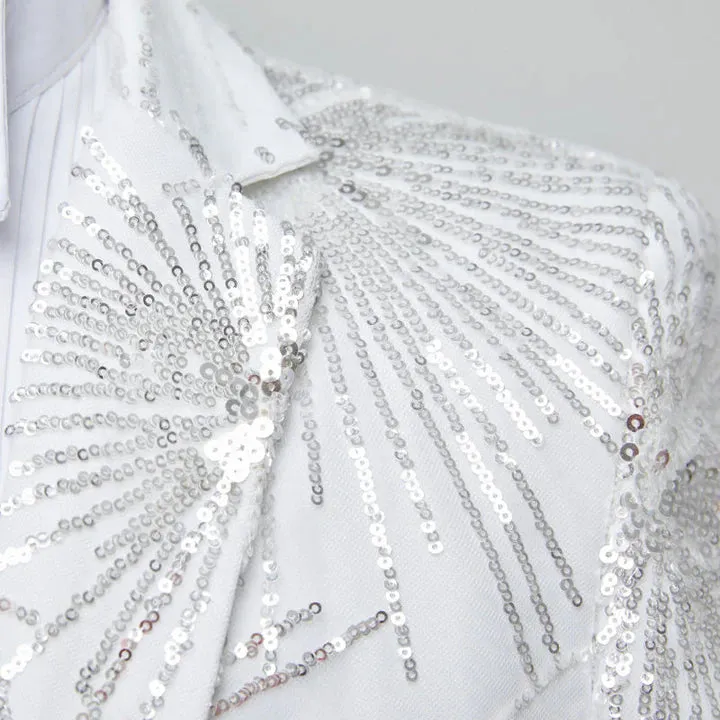 Men's Slim Fit Tuxedo Jacket Embroidery Sequin Jacket 2 Color CN454 sold by ChicSew product image thumbnail 5