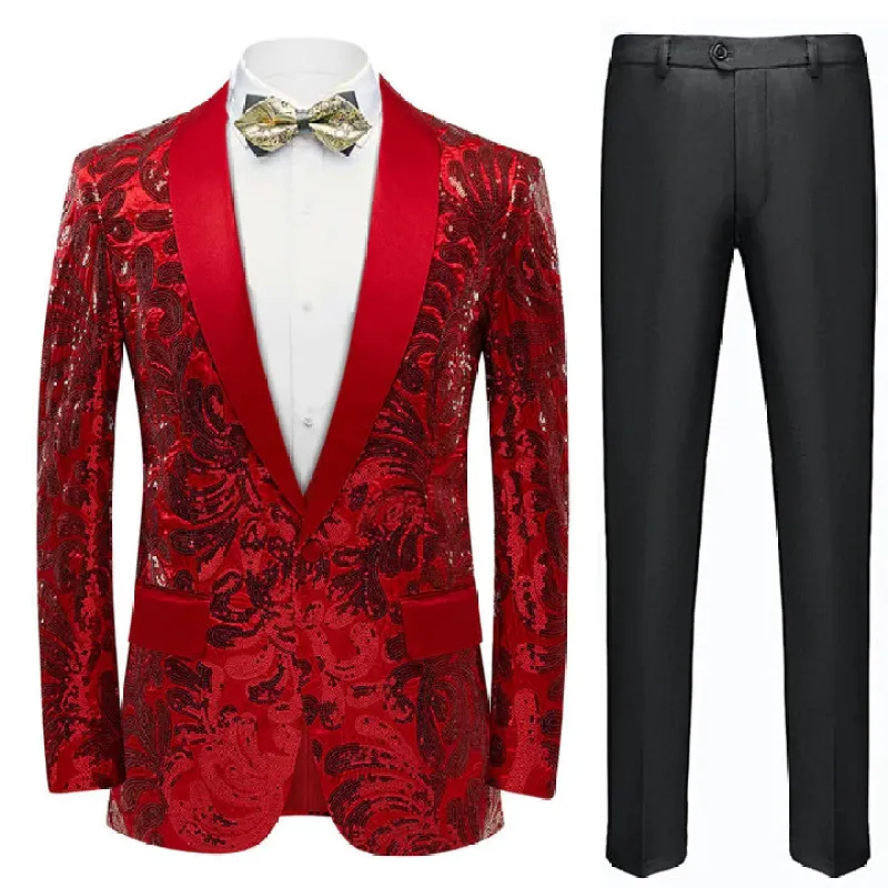 Men's Floral Tuxedo Jacket Embroidery Sequin 3 Color CN443 sold by ChicSew