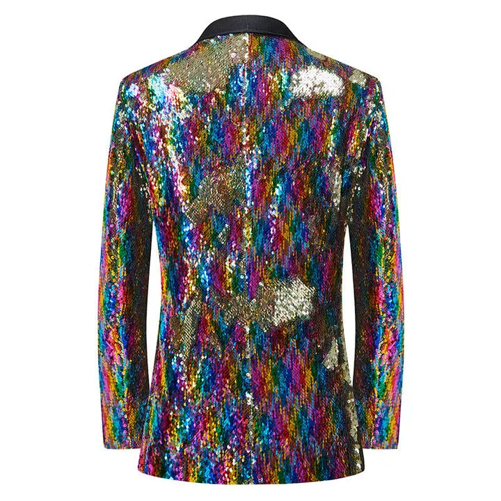 Men's 2-Piece Sequin Floral Embroidery Shawl Collar Tuxedo 5 Color CN442 sold by ChicSew product image thumbnail 2