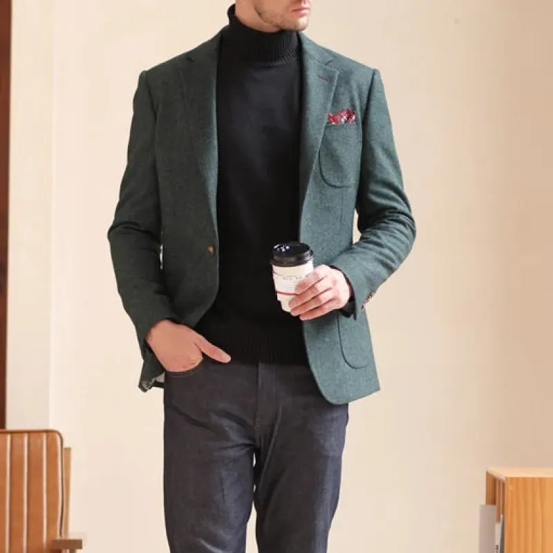 Men's Vintage Herringbone Tweed Notch Lapel Blazer Jacket CN420 sold by ChicSew
