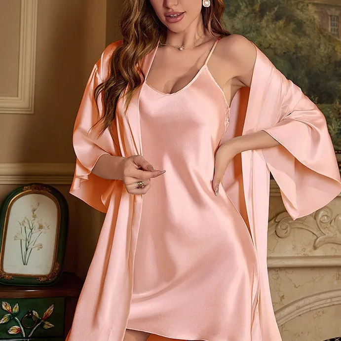 Morning Gown Feather Robe Wedding Bridesmaid Satin Robes for Wedding Party CN409 sold by ChicSew product image thumbnail 3