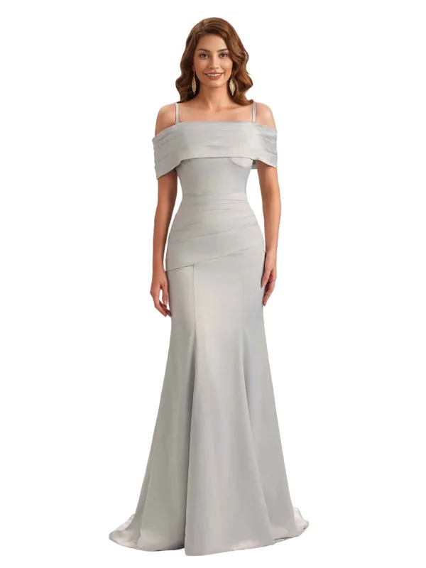 Sexy Soft Satin Cold Shoulder Mermaid Unique Long Bridesmaid Dresses sold by ChicSew