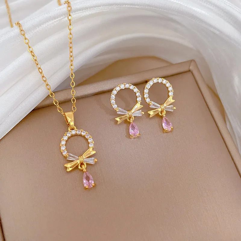 Flash Diamond Tassel Luxury Dress Accessories Dinner Clavicle Necklace Earring CN373 sold by ChicSew