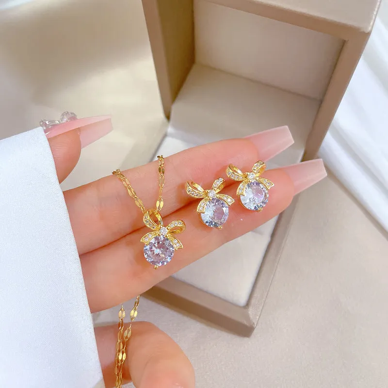 Flash Diamond Tassel Luxury Dress Accessories Dinner Clavicle Necklace Earring CN350 sold by ChicSew