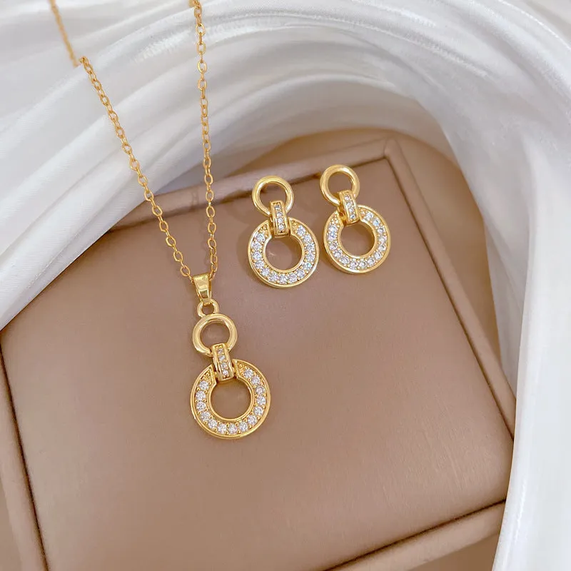 Flash Diamond Tassel Luxury Dress Accessories Dinner Clavicle Necklace Earring CN348 sold by ChicSew