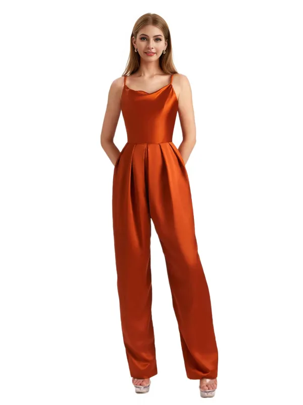 Elegant Scoop Silky Satin Long Women's Pantsuit For Bridesmaids sold by ChicSew