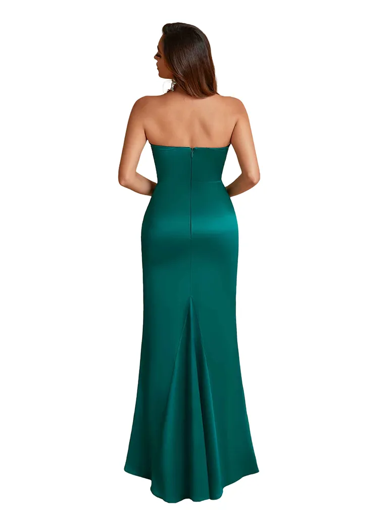 Sexy Sweetheart Strapless Silky Satin Mermaid Long Bridesmaid Dresses Online sold by ChicSew product image thumbnail 3