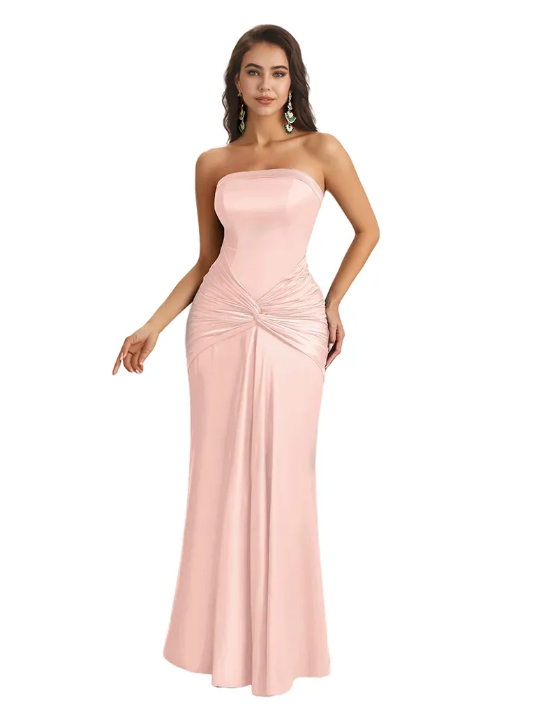 Sexy Sweetheart Strapless Silky Satin Mermaid Long Bridesmaid Dresses Online sold by ChicSew product image thumbnail 5