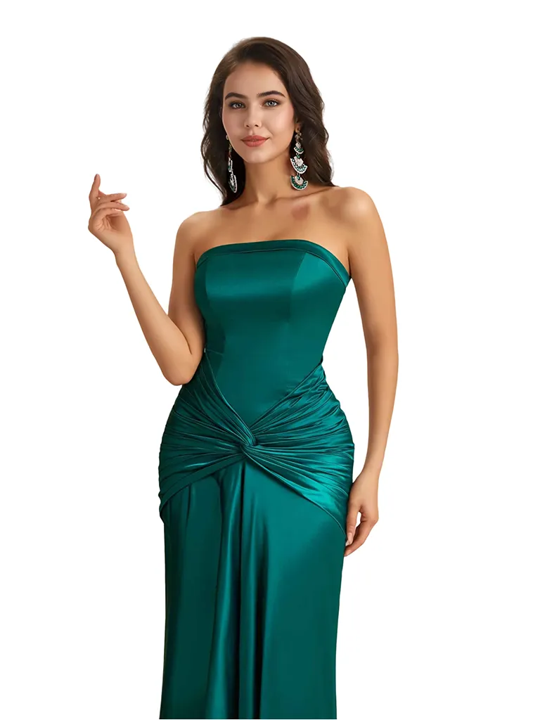 Sexy Sweetheart Strapless Silky Satin Mermaid Long Bridesmaid Dresses Online sold by ChicSew product image thumbnail 2