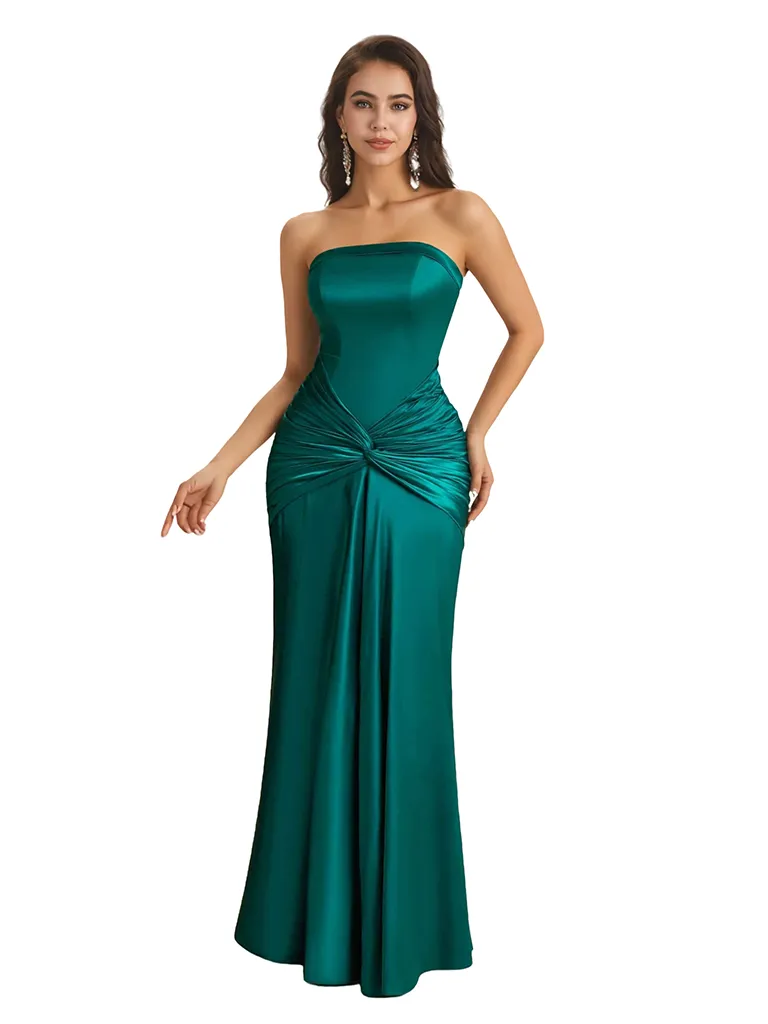 Sexy Sweetheart Strapless Silky Satin Mermaid Long Bridesmaid Dresses Online sold by ChicSew