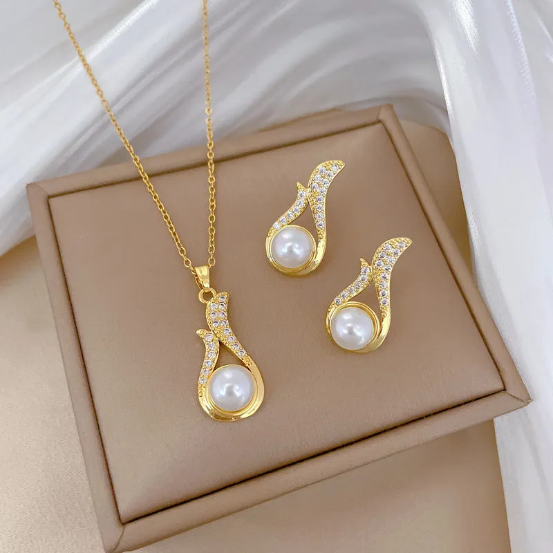 Flash Diamond Tassel Luxury Dress Accessories Dinner Clavicle Necklace Earring CN307 made by ChicSew
