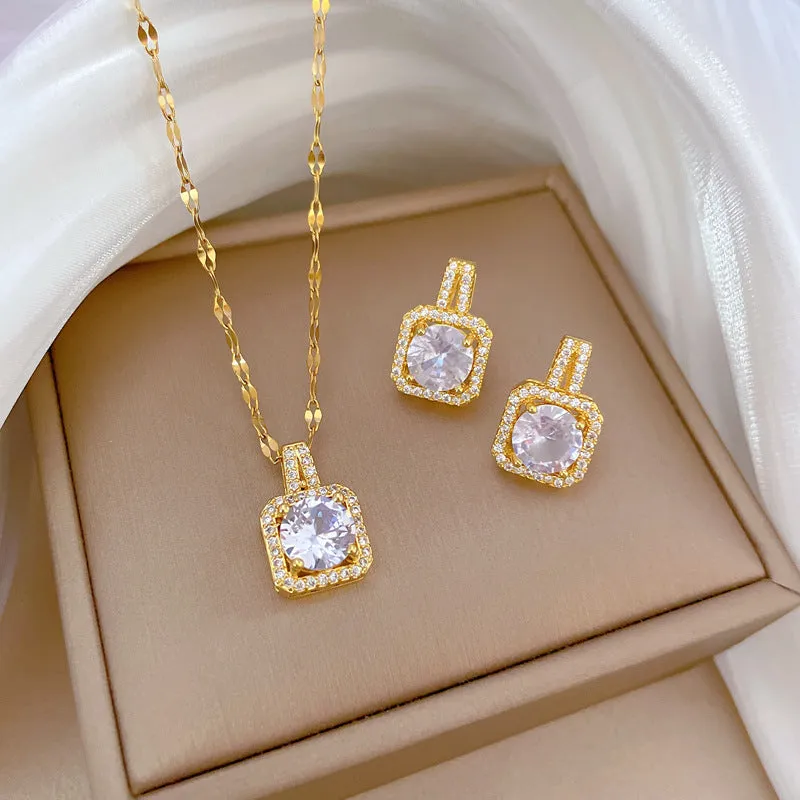 Flash Diamond Tassel Luxury Dress Accessories Dinner Clavicle Necklace Earring CN297 sold by ChicSew